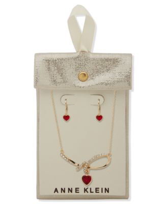 2-Piece Multi-Stone Heart Knot Pendant Necklace and Earrings Set