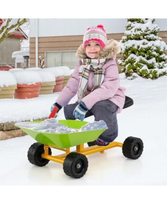 Kids Ride-On Sand Dumper Outdoor Sandbox Toy w/ Controllable Shovel & 4 Wheels