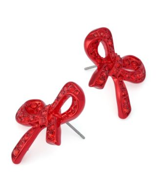 Faux Stone Love Spell Pav&eacute; Bow Stud Earrings