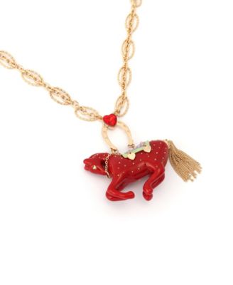 Faux Stone Horse Pendant Necklace