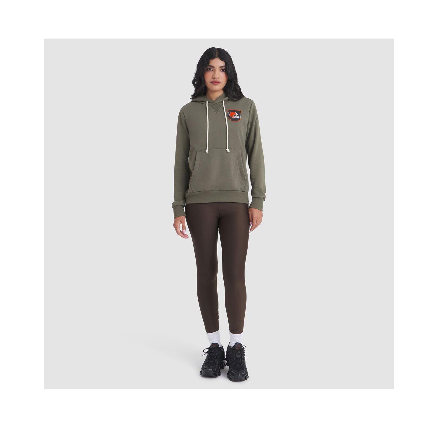 Women's Olive Cleveland Browns 2025 Salute to Service Sideline Standard Issue Dri-FIT Hoodie