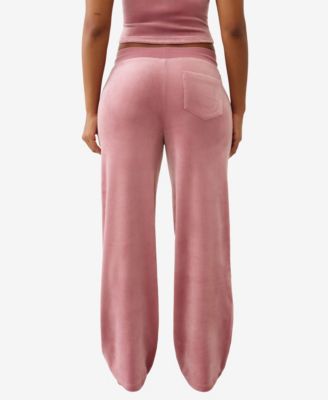 Women's Crystal Horseshoe Velour Straight Leg Sweatpant