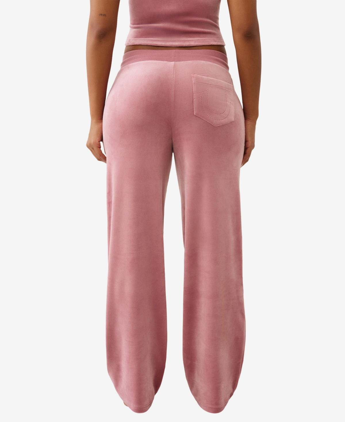 True Religion Women's Crystal Horseshoe Velour Straight Leg Sweatpant