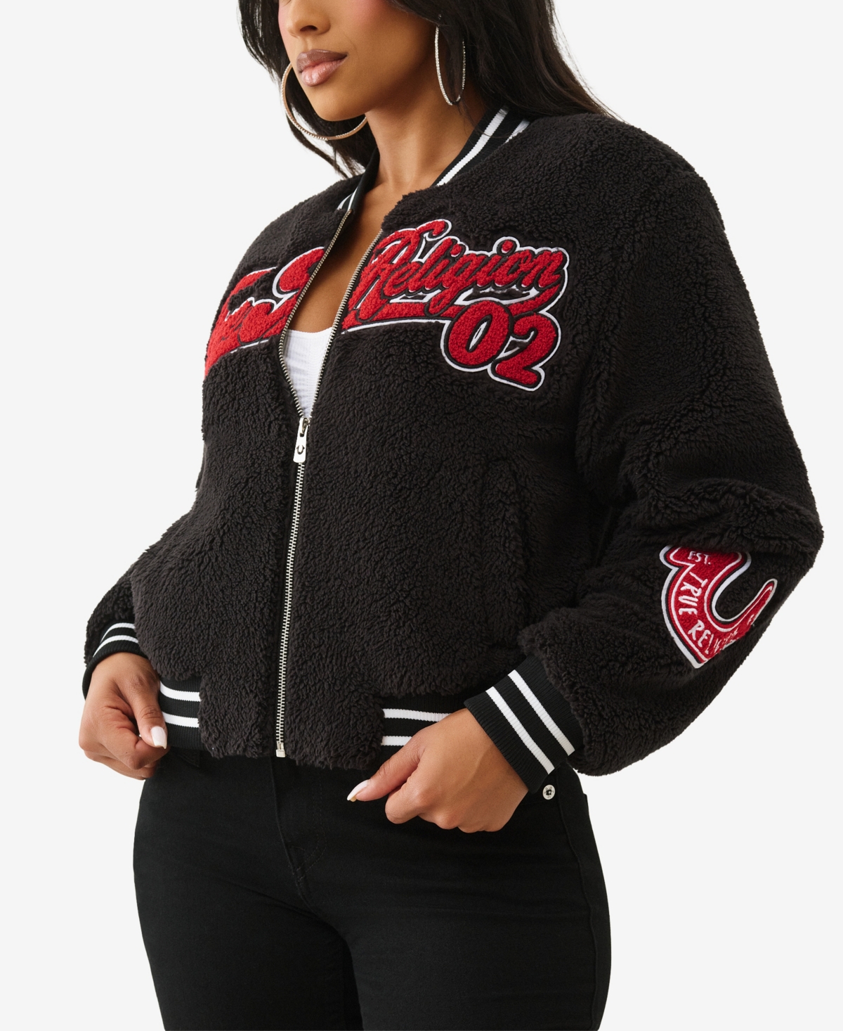 True Religion Women's Varsity Chenille Bomber Jacket