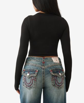 Women's Long Sleeve Seamless V Notch Top