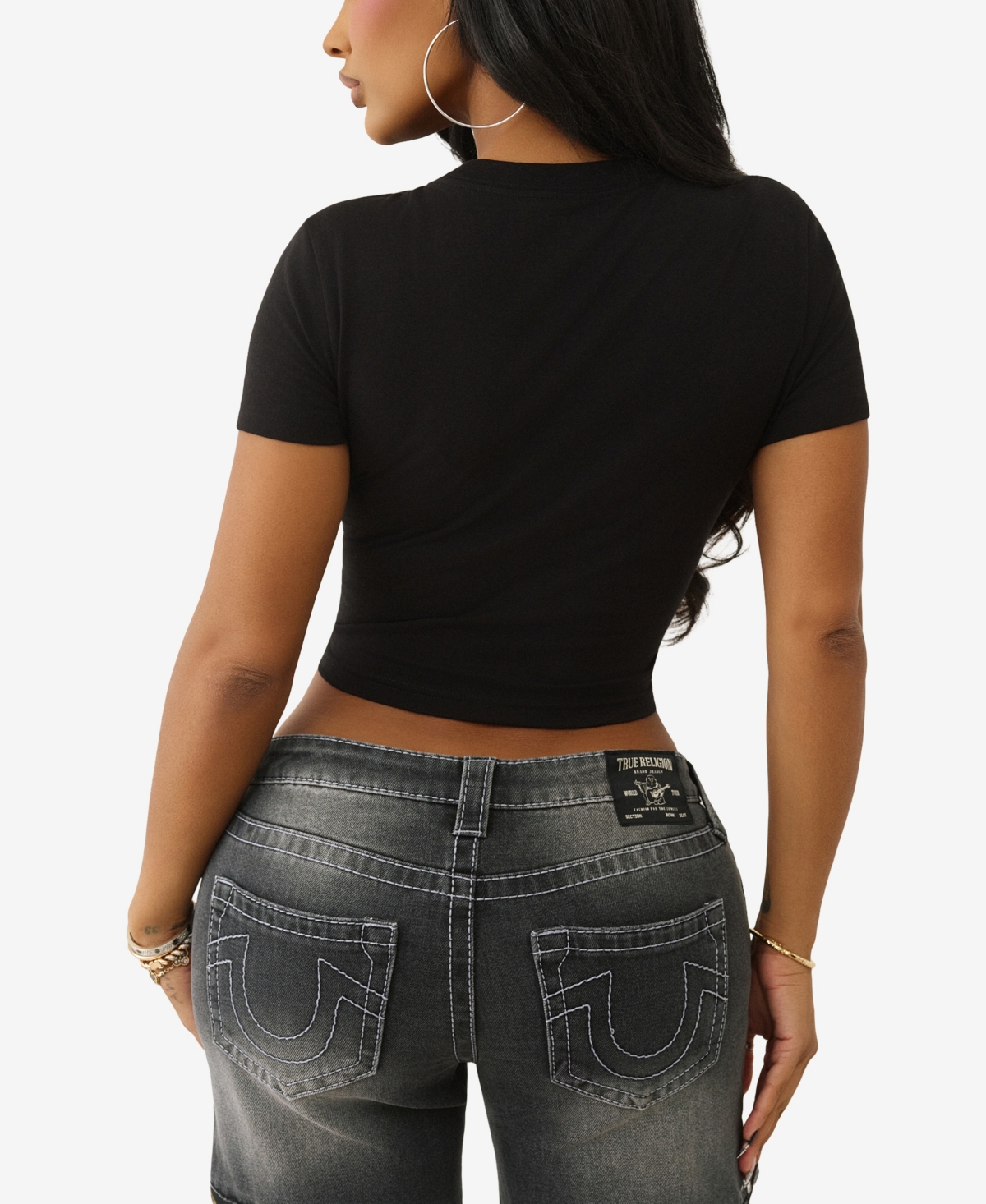 True Religion Wing Crystal Baby T-shirt In Black