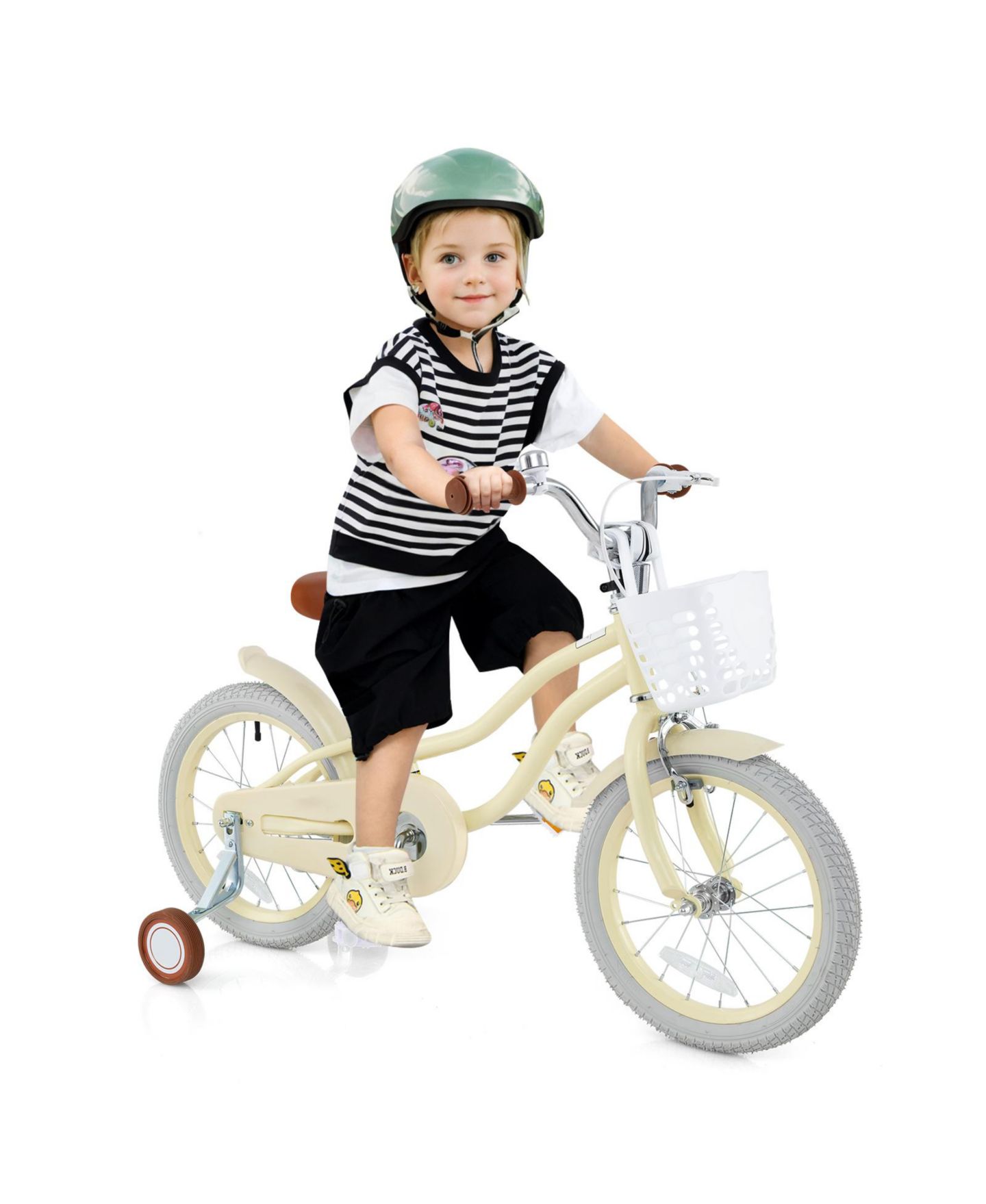 Детская игрушка SUGIFT 18 Inch Adjustable Kids Bike with Training Wheels, Ages 3-8, цвет: Бежевый — фото 7