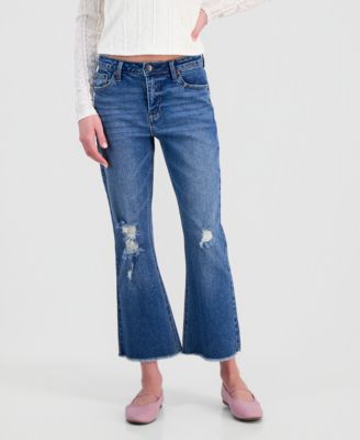 Juniors' Mid-Rise Cropped Kick-Flare Jeans