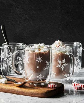 Sorrento Holiday Coffee Glass Mugs, Set of 4