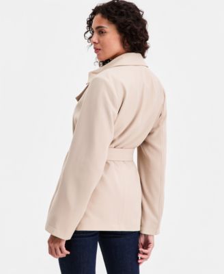 Women's Short Belted Crepe Trench Coat