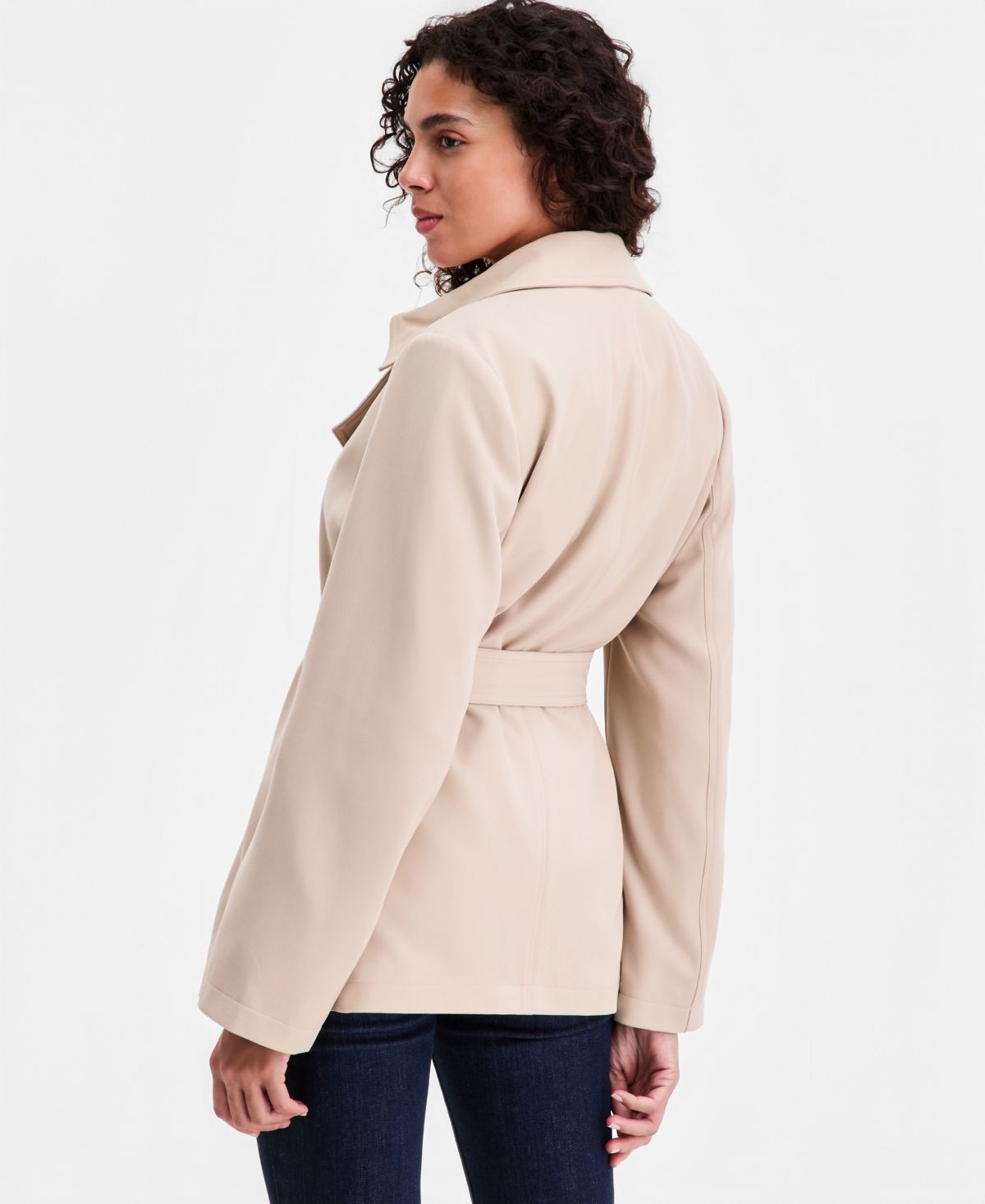 Calvin Klein Women's Short Belted Crepe Trench Coat