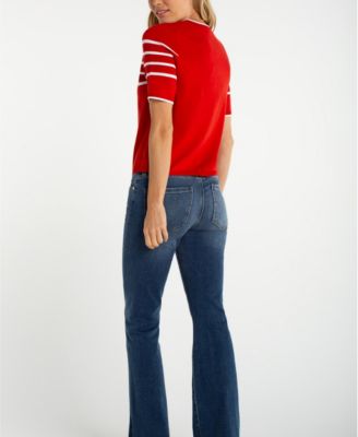 Women's Petite Crewneck Stripe Detail Sweater