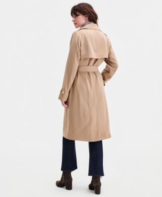 Women's Double-Breasted Belted Crepe Trench Coat