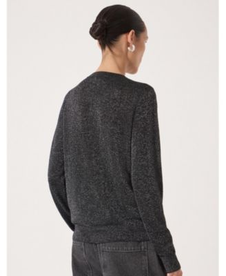 Women's Crew Neck Slim Fit Metallic Cardigan