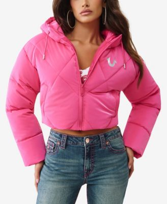 Women's High Shine Foil Hooded Puffer Jacket