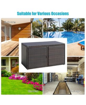 88 Gallon Garden Patio Rattan Storage Container Box
