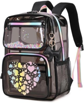 Clear Backpack for School Girls, Heavy Duty TPU Transparent Backpack Stadium Events Approved, Clear Bookbag