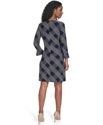 Petite Plaid 3/4-Sleeve Shift Dress