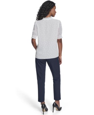 Women's Clip Dot Ruffle Popover Top