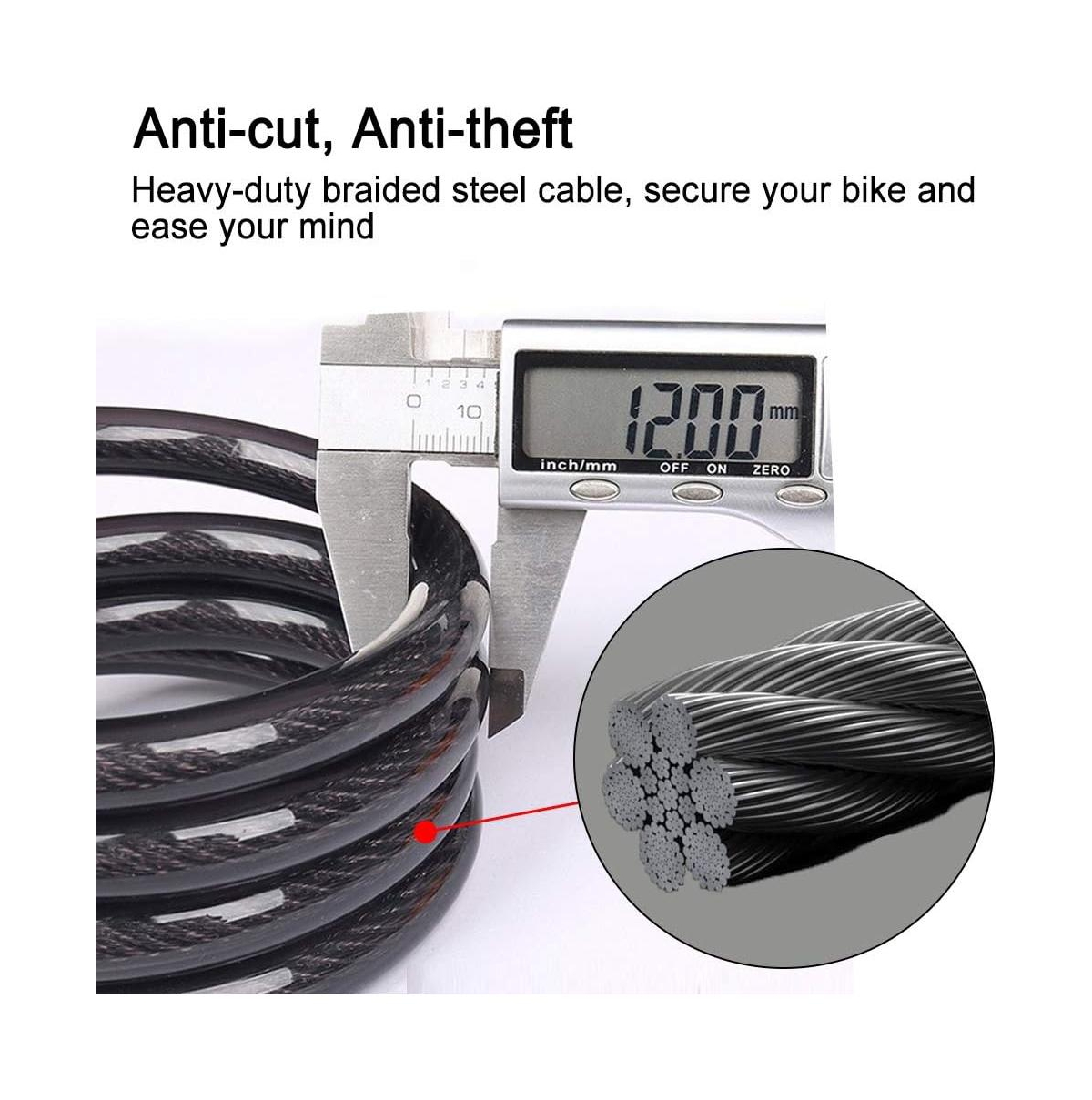 Batfox Bike Lock, 5.6 Ft Bicycle Cable, High Security 5 Digit Resettable Combination Coiling Bike Lock, Ultra-Strong Anti Theft Cable with Bracket