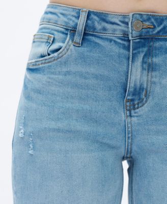 Women's Mid-Rise Wide-Leg Distressed Jeans