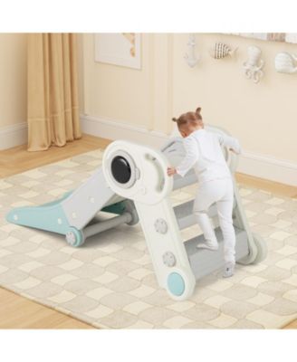 2-in-1 Toddler Slide with Astronaut Design, Foldable Indoor Climber