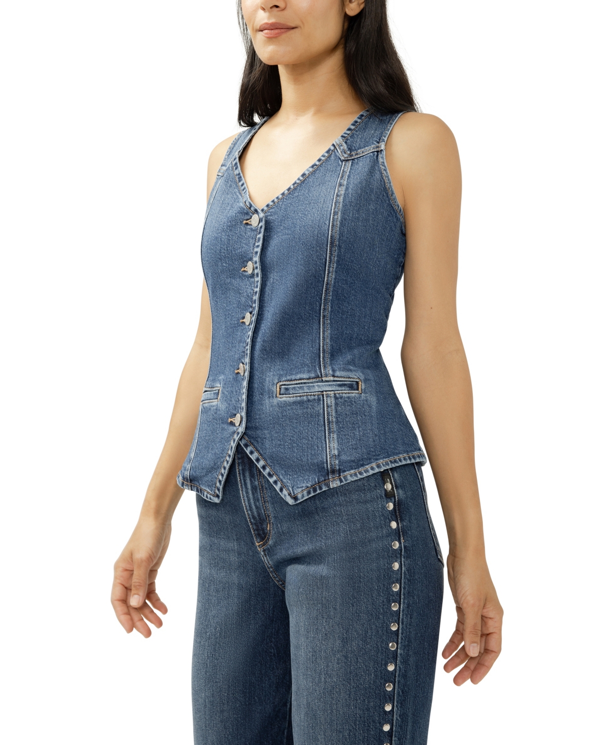 Silver Jeans Co. Women's Long Denim Vest
