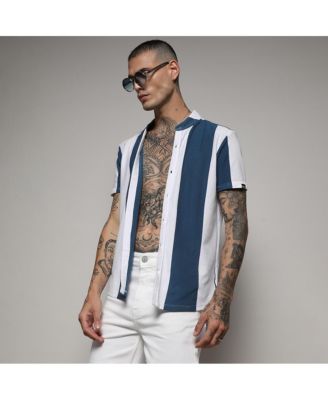 Men's Blue & White Candy Striped Shirt