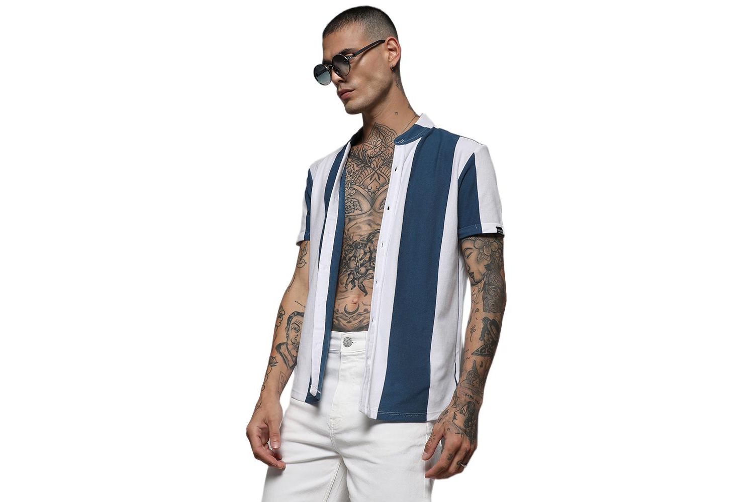 Men's Blue & White Candy Striped Shirt