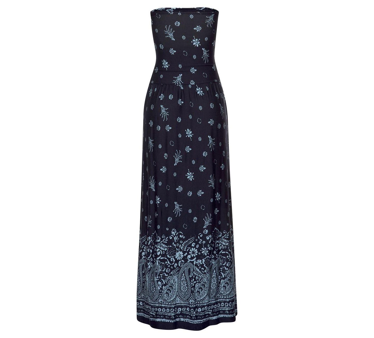 Женское платье LASCANA Viscose Printed Strapless with Pockets Bandeau Maxi, цвет: Тёмно-синий с принтом — фото 4