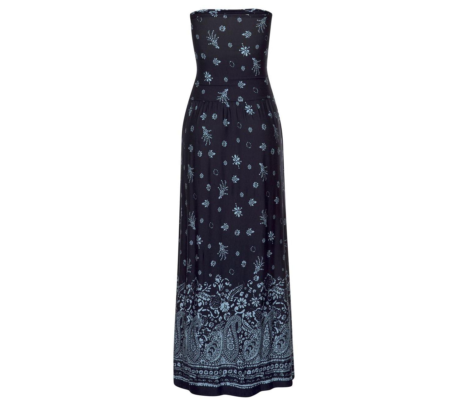 Women's Viscose Printed Strapless with Pockets Bandeau Maxi Dress