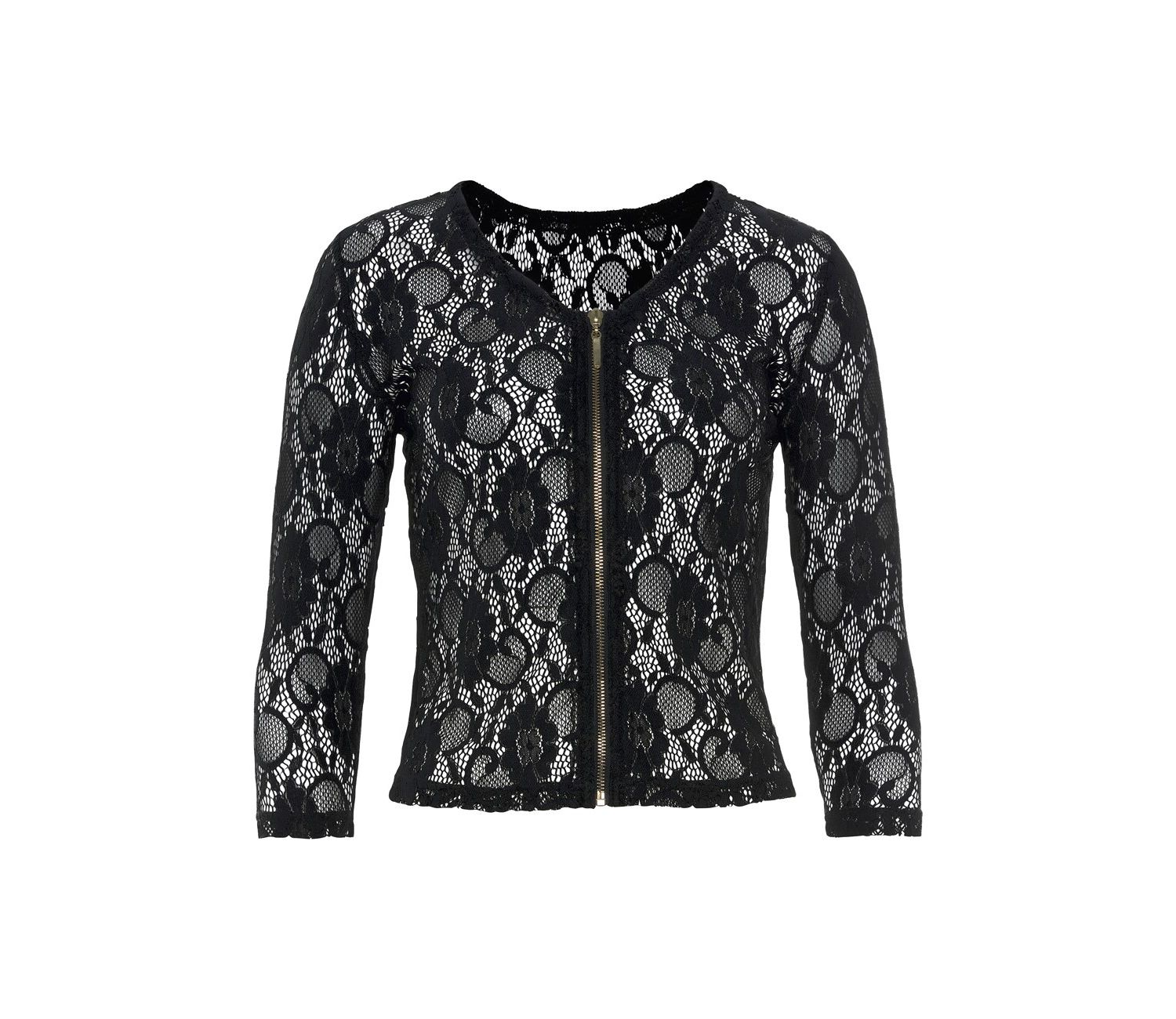Women's Floral Print Lace Zip Front-Closure Jacket