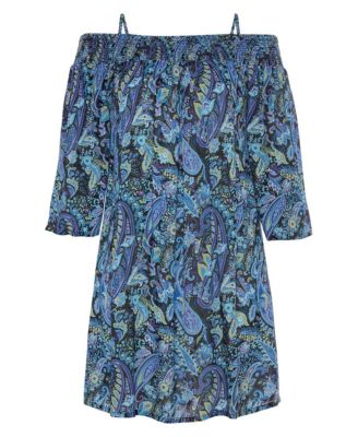 Women's flowy off the shoulder patterned dress