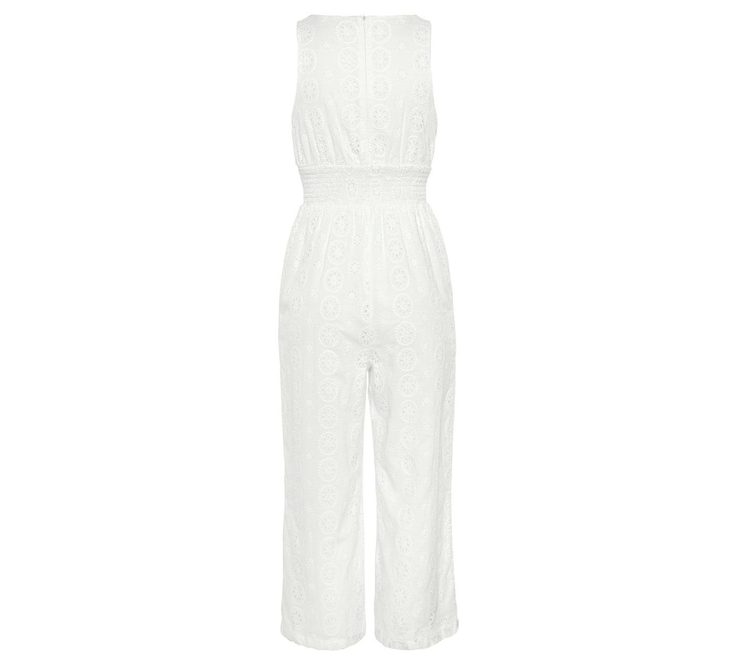Женский комбинезон Lascana Sleeveless Eyelet Jumpsuit, цвет: Белый — фото 6