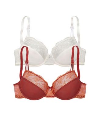 Women's 2 Pack Floral Detail Underwire Bras