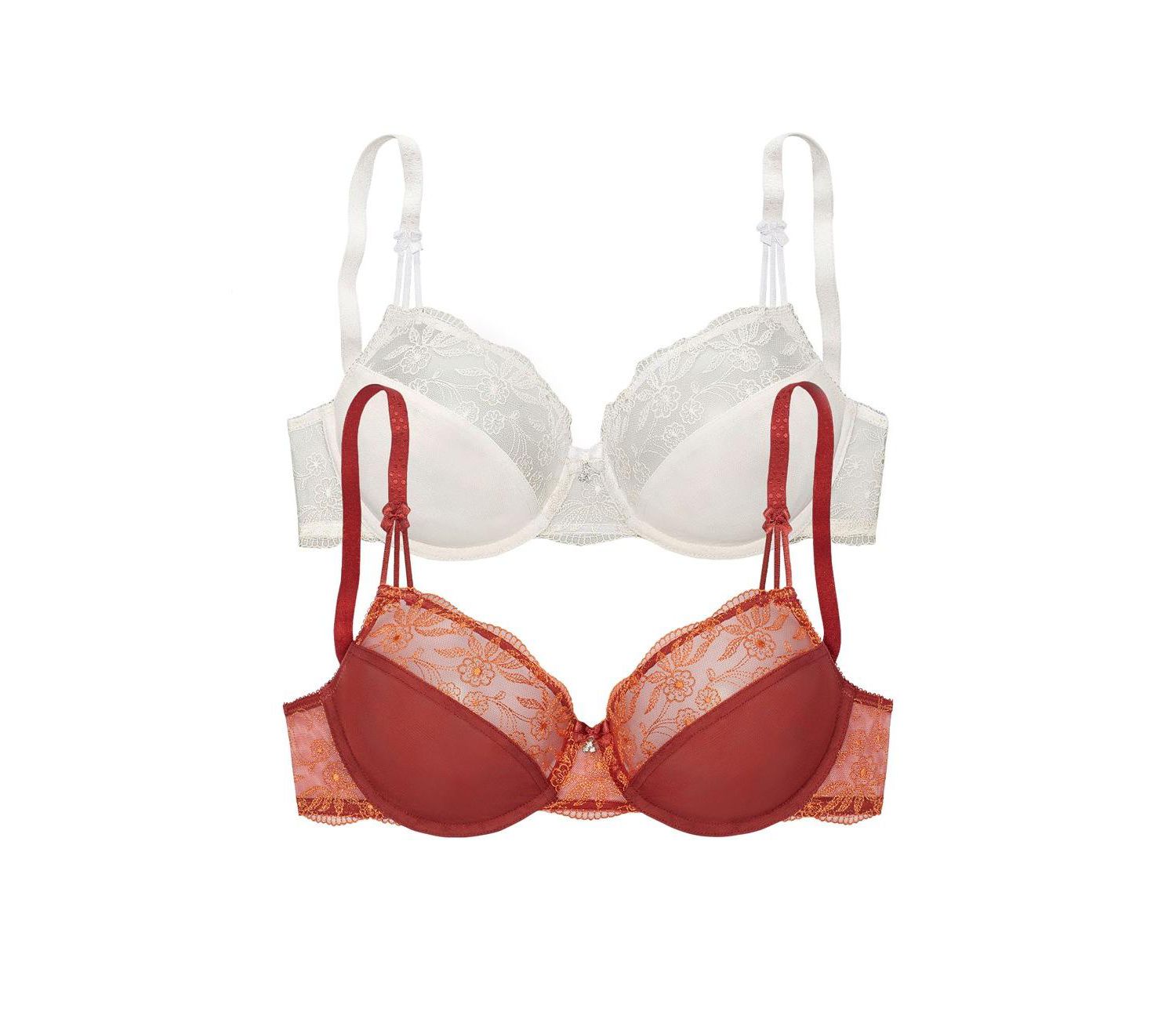 Women's Floral Print 2-Pack Detail Non-Padded Underwire Bra