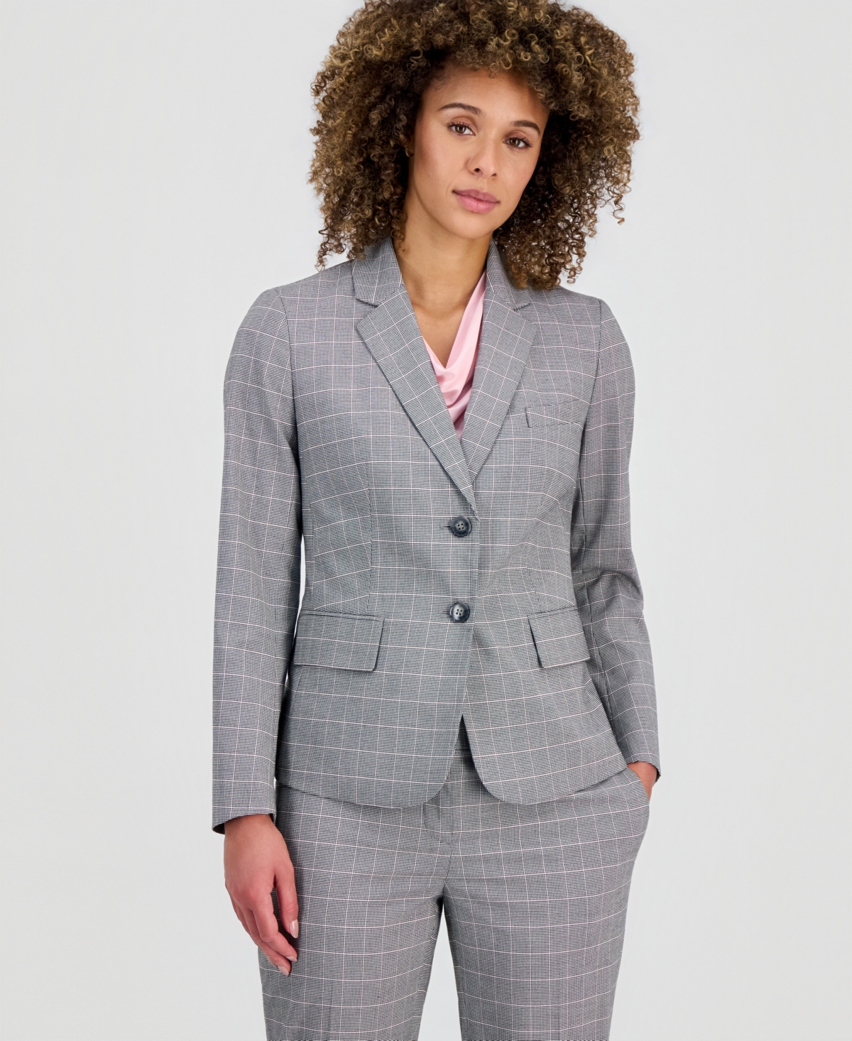 Kasper Women's Plaid Two-Button Blazer