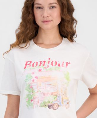 Juniors' Bonjour Graphic T-Shirt