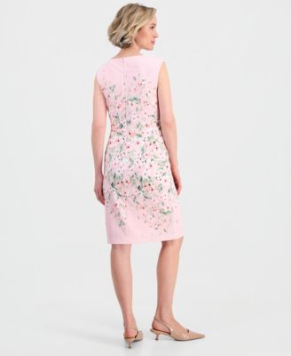 Women's Placed-Floral Sleeveless Sheath Dress