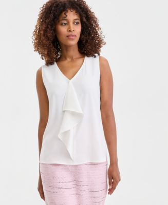 Calvin Klein Plus Size Ruffle-Front Button-Up Top - Macy's
