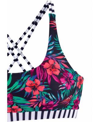 Women's Mixed Print Scoop Bikini Swimsuit Top Bra Sizing