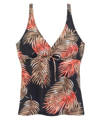 Women's Palm Print Underwire Tankini Swimsuit Top