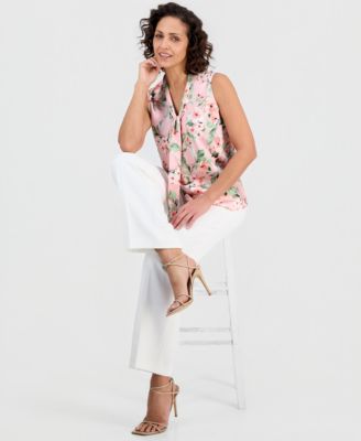 Petite Tie-Neck Sleeveless Top