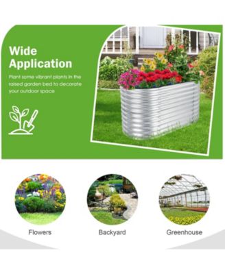 5 x 3 x 2 Feet Metal Oval Raised Garden Bed with Open Bottom Design