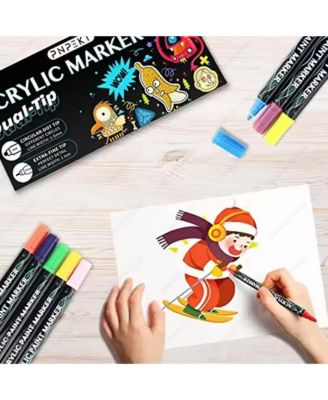 36 Colors Waterproof Dual Tip Paint Pens, Premium Acrylic Markers for Wood, Rock Painting, Canvas, Ceramic Surfaces and DIY Crafts Making