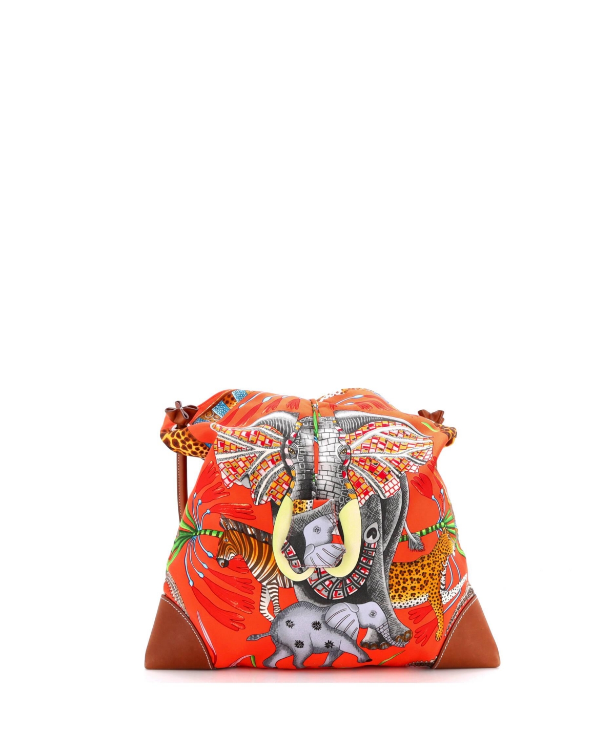 Pre-Owned HERMES Pm Silky City Bag Printed Silk and Leather