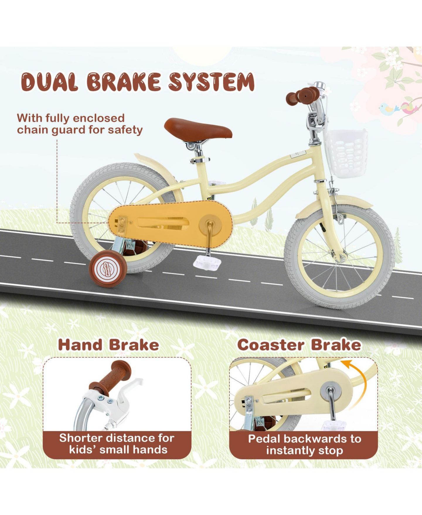 Детская игрушка SUGIFT 14 Inch Adjustable Kids Bike with Training Wheels, Ages 3-8, цвет: Жёлтый — фото 8