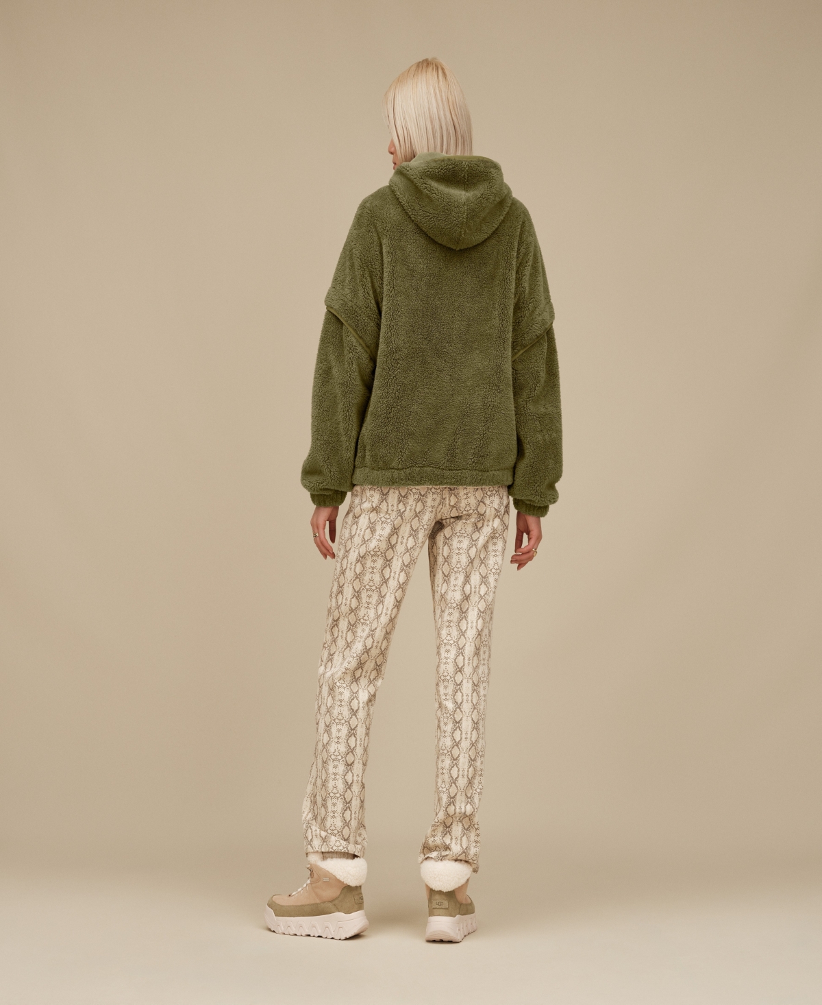 Ugg Women's Mariella Fluff Stand Collar Zip Hoodie In Green