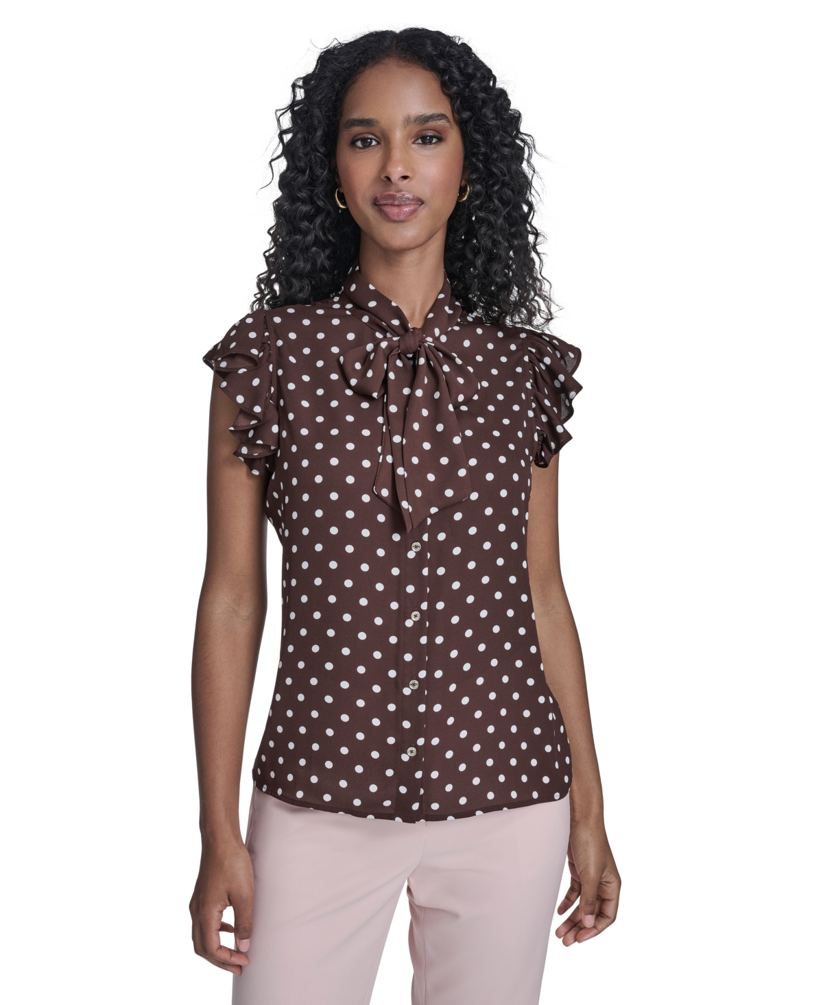 Tommy Hilfiger Women's Dot Tie Neck Top
