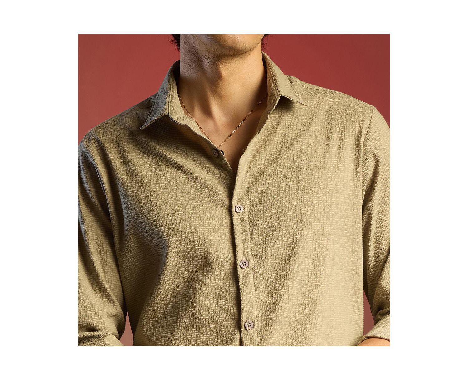 Men's Solid Seersucker Shirt